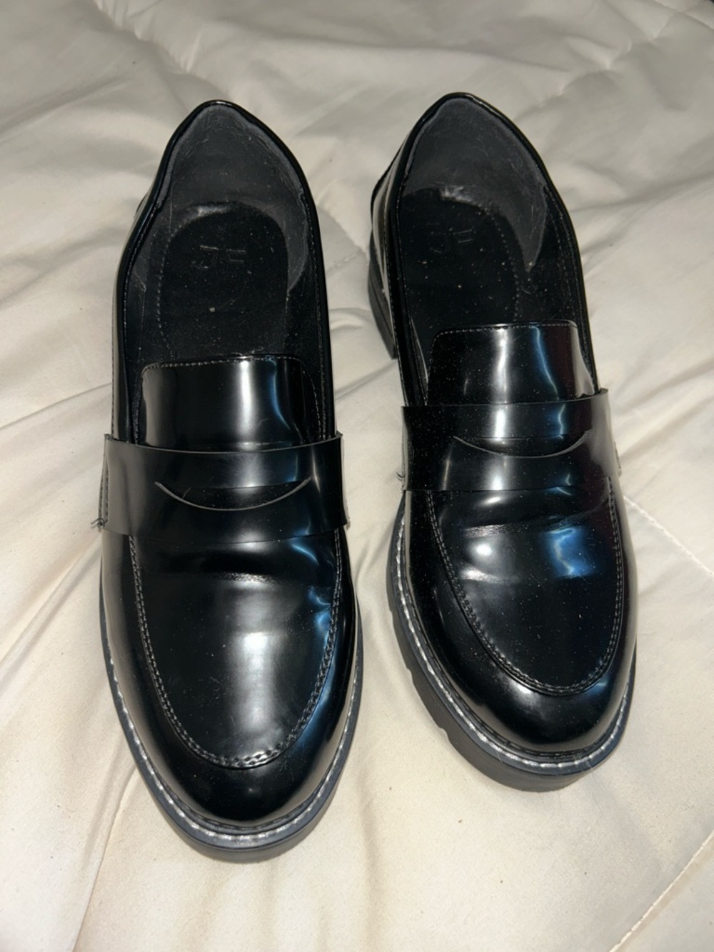 JustFab Black Patent Penny Loafers